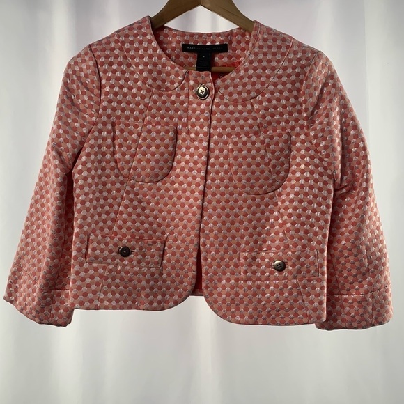 Marc by Marc Jacobs Cotton Silk Blend Cropped Formal Jacket in Multi Size 6 - Picture 2 of 6
